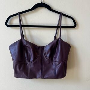 Express Plum Faux Leather Top NWT